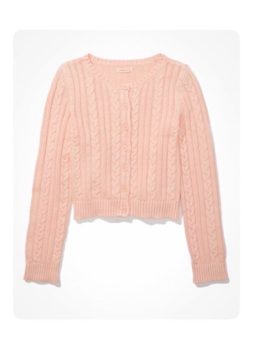 2022 American Eagle Cropped Cable Knit Button-Front Sweater Cardigan
